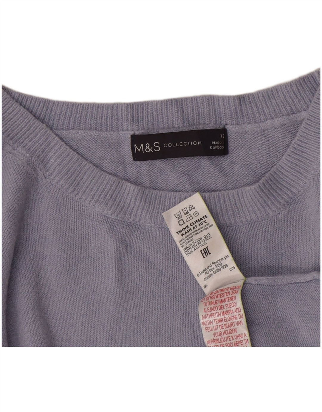 Marks & Spencer Dame sweater med rund hals DK 12 Medium Lilla Akryl