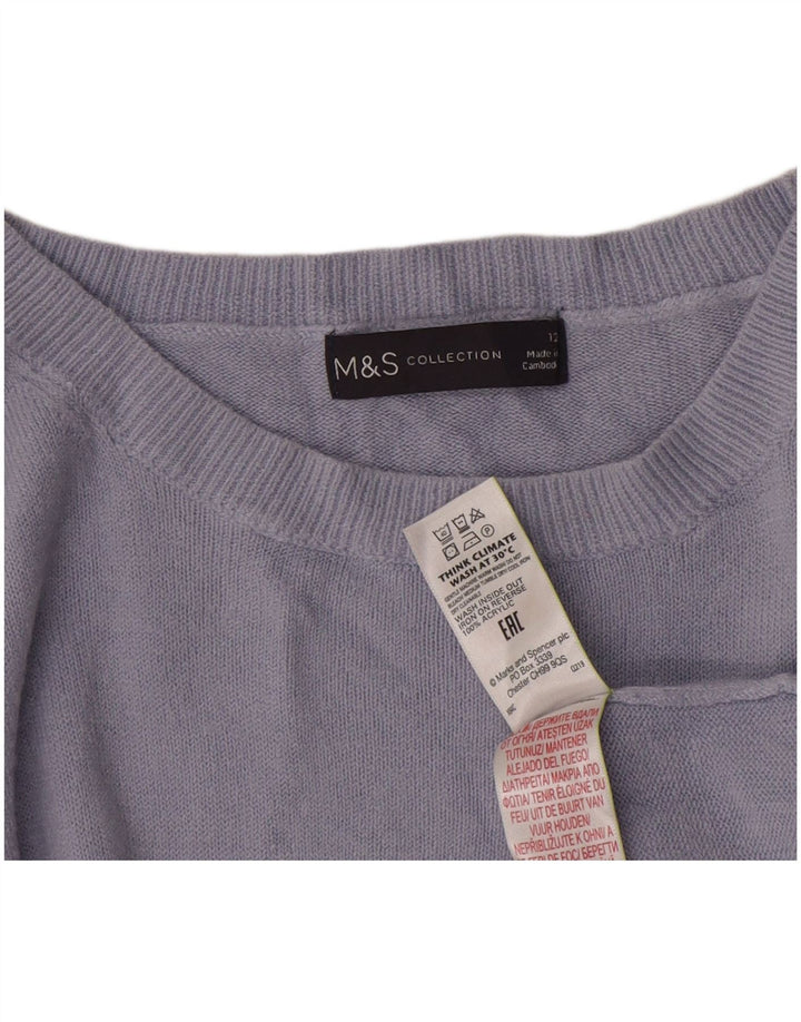 Marks & Spencer Dame sweater med rund hals DK 12 Medium Lilla Akryl