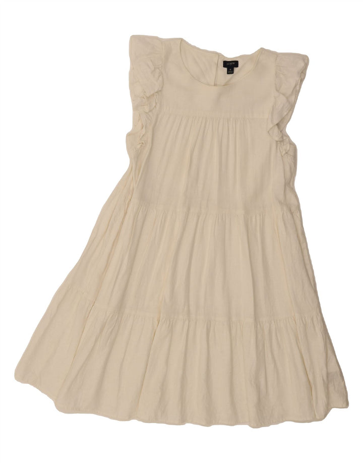 J. CREW Womens Sleeveless A-Line Dress US 6 Medium White Linen Vintage J. Crew and Second-Hand J. Crew from Messina Hembry 