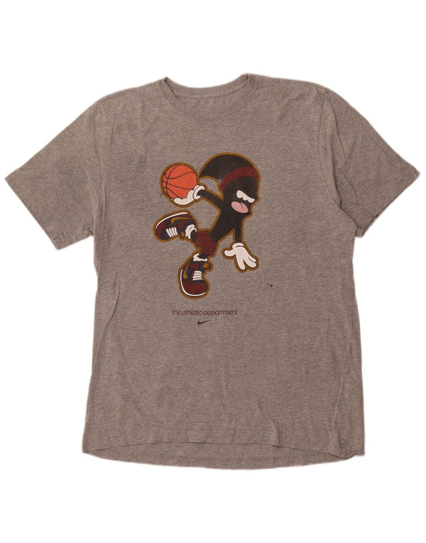 NIKE Grafisk T-shirt-top med standard pasform til mænd XL Grå bomuld
