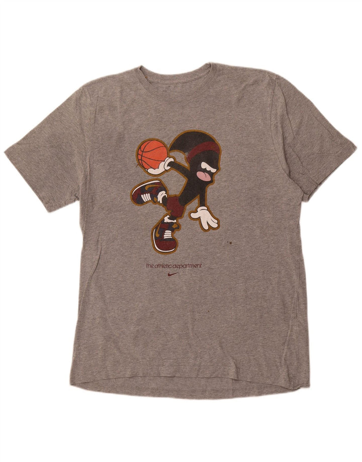 NIKE Grafisk T-shirt-top med standard pasform til mænd XL Grå bomuld