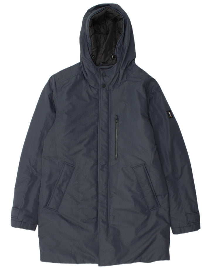 Refrigue Herre Hooded Parka Jacket UK 38 Medium Navy Blue Polyester