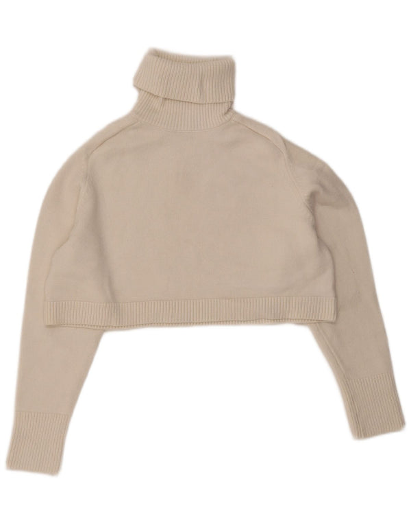 Zara Womens Crop Oversized Roll Neck Jumper Sweater UK 10 Small White