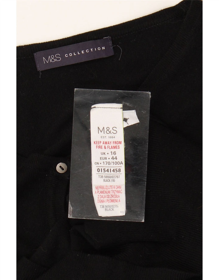 Marks & Spencer Dame Cardigan Sweater UK 16 Large Black Viscose