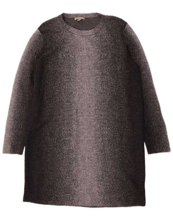 Cos Dame Langærmet Jumper Dress UK 16 Large Grey Colourblock Uld