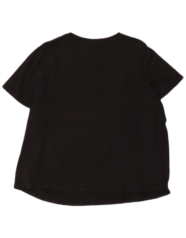Ellesse Dame Grafisk T-Shirt Top UK 26 5XL Sort Bomuld