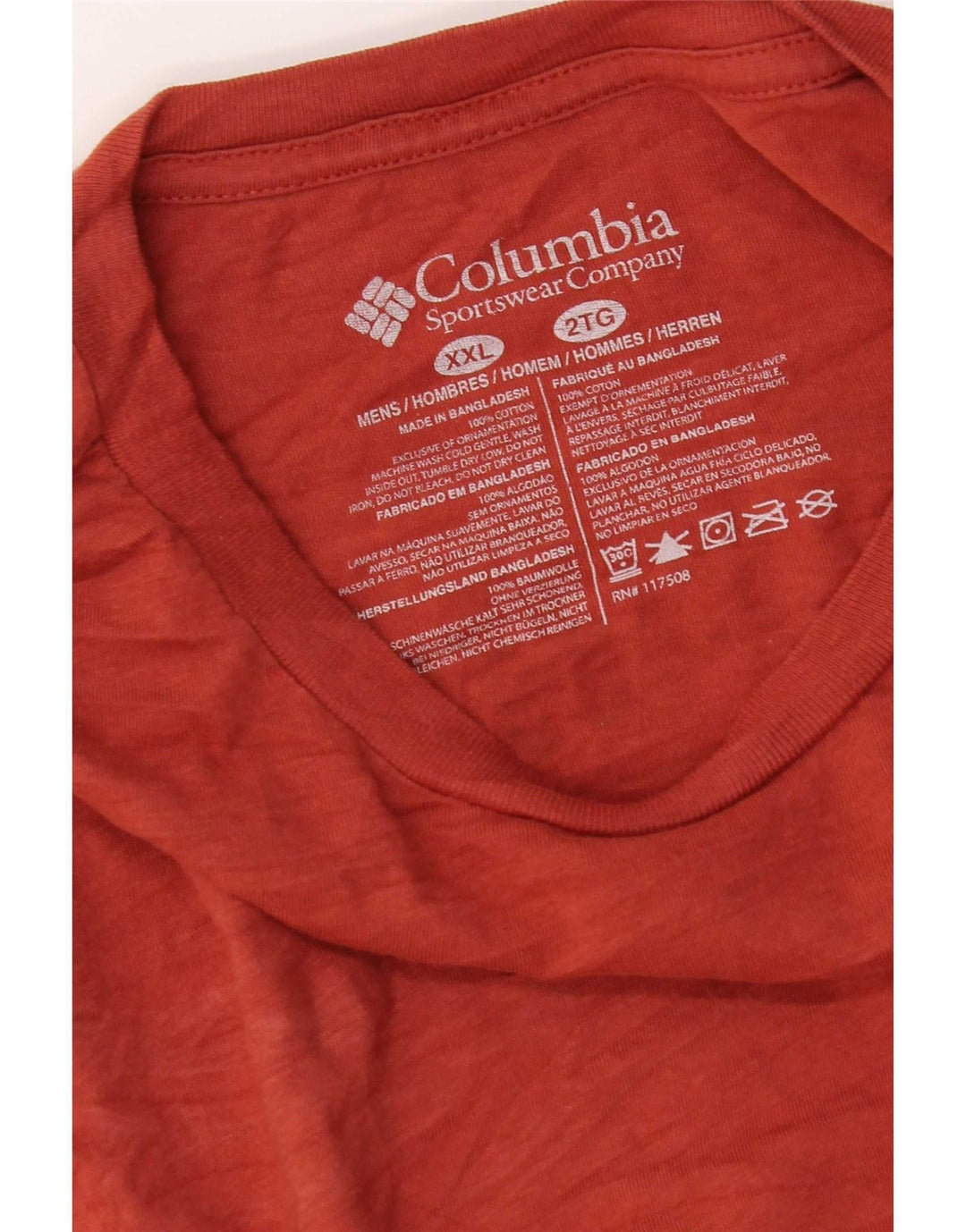 Columbia Herre grafisk T-shirt top 2XL rød bomuld