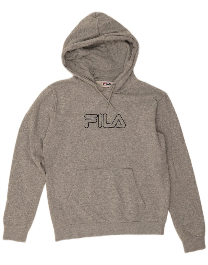 FILA Grafisk hættetrøje til mænd, lille grå flækket bomuld