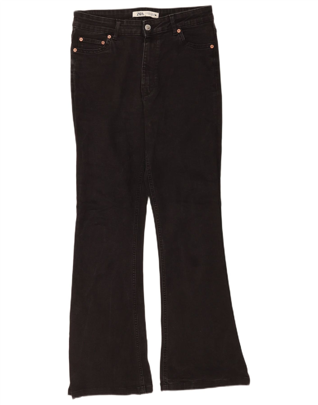 Zara Dame Flared Jeans EU 40 Medium W30 L30 Sort Bomuld