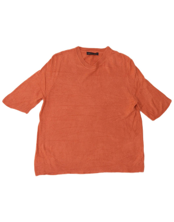 Marks & Spencer Womens Boat Neck Jumper Sweater UK 16 Large Orange
