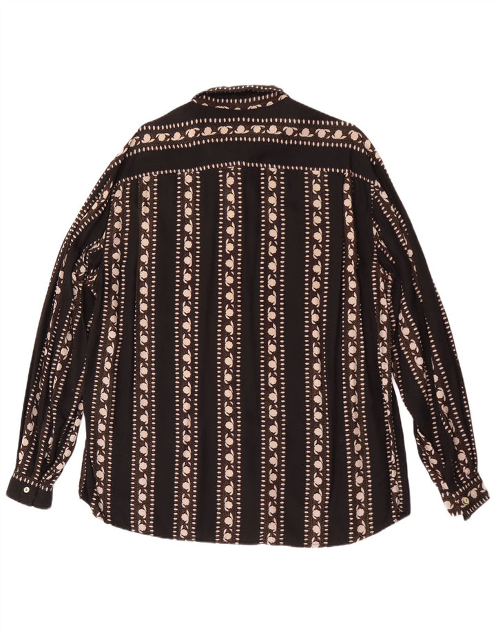Vintage herreskjorte XL sort blomstret