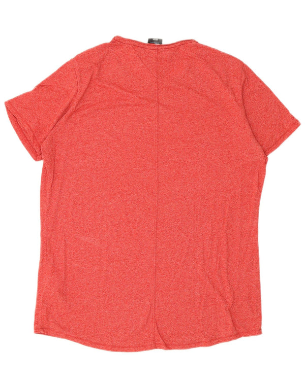 Tommy Hilfiger Herre T-Shirt Top 2XL Rød Flecked Bomuld