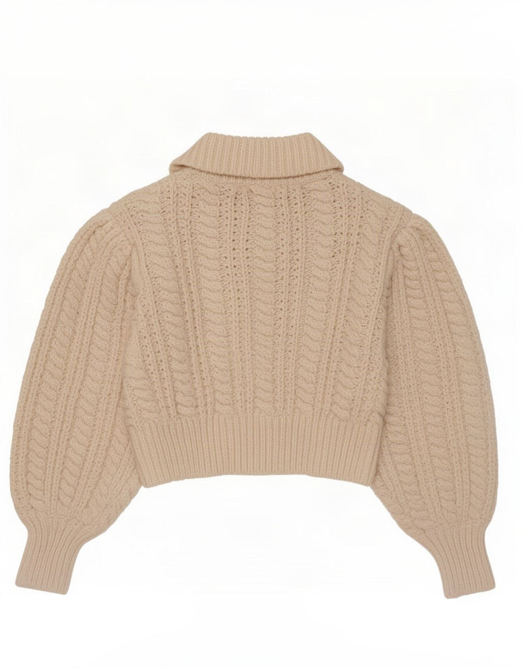 Zara Womens Crop Polo Neck Jumper Sweater UK 14 Medium Beige Polyester