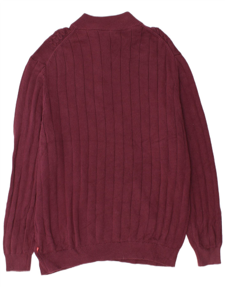 IZOD Herre høj lynlås-hals sweater 2XL Bourgogne bomuld