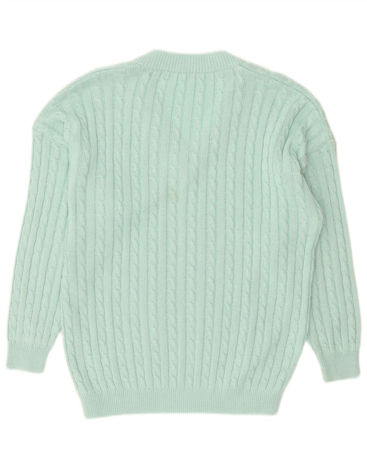 Vintage herre V-hals sweater stor turkis