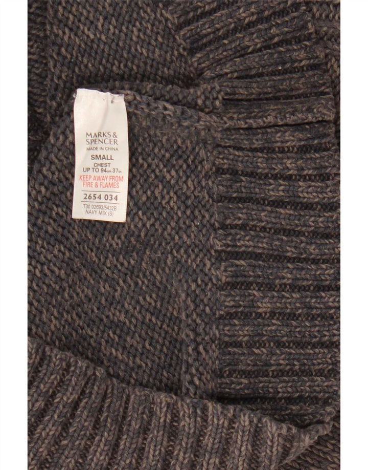 Marks & Spencer Herre sweater med lynlåshals lille marineblå flækket silke