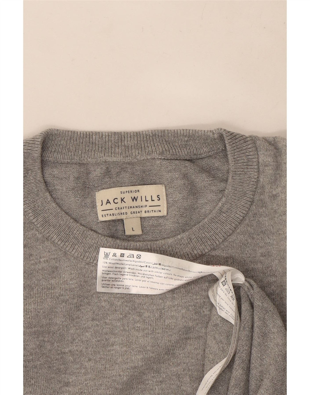 Jack Wills Herre Crew Neck Jumper Sweater Stor Grå Bomuld