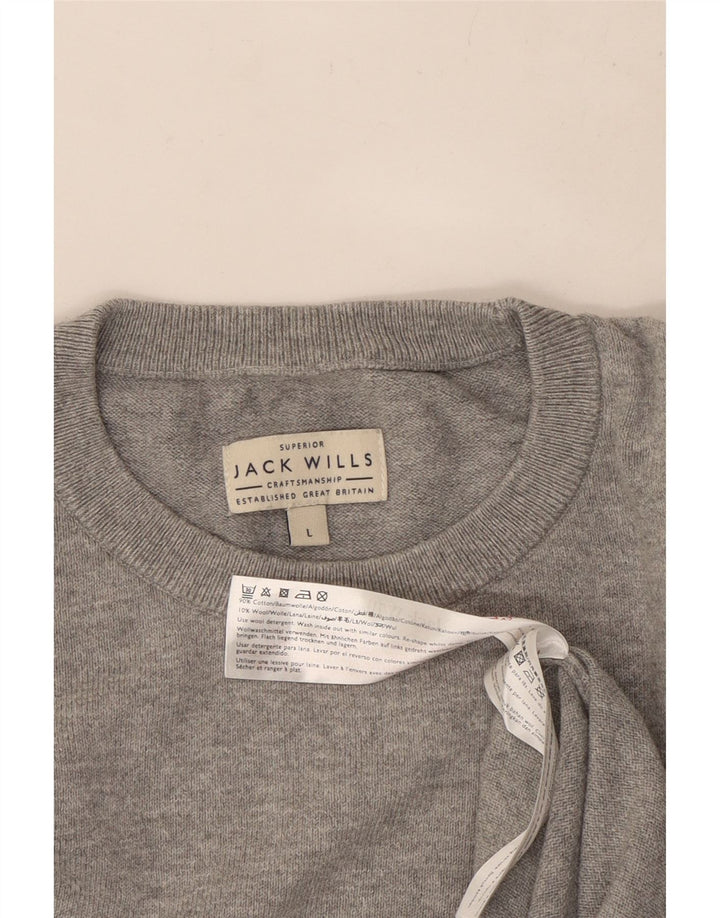 Jack Wills Herre Crew Neck Jumper Sweater Stor Grå Bomuld