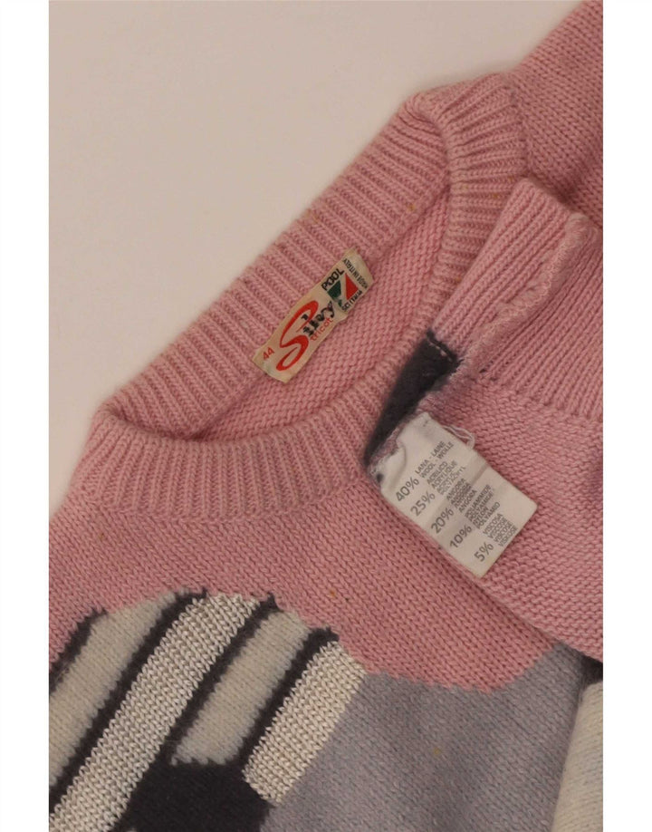 Silvy Womens grafisk rund hals sweater IT 44 Medium Pink Colourblock