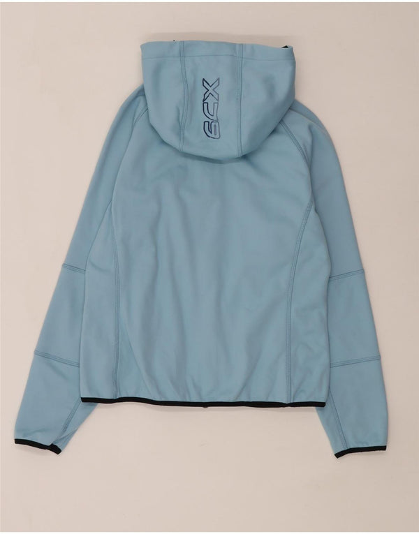 Tænk Pink Dame Hooded Bomber Jacket UK 16 Large Blue Polyester