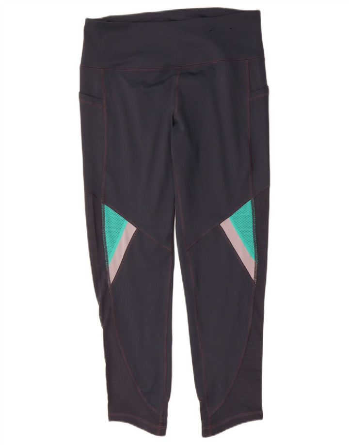 FILA Womens Crop Leggings UK 14 Large  Navy Blue Colourblock Polyester
