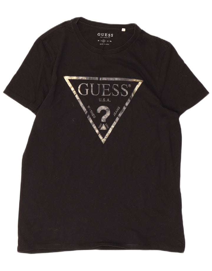 GUESS Herre grafisk T-shirt Top Medium Sort Bomuld