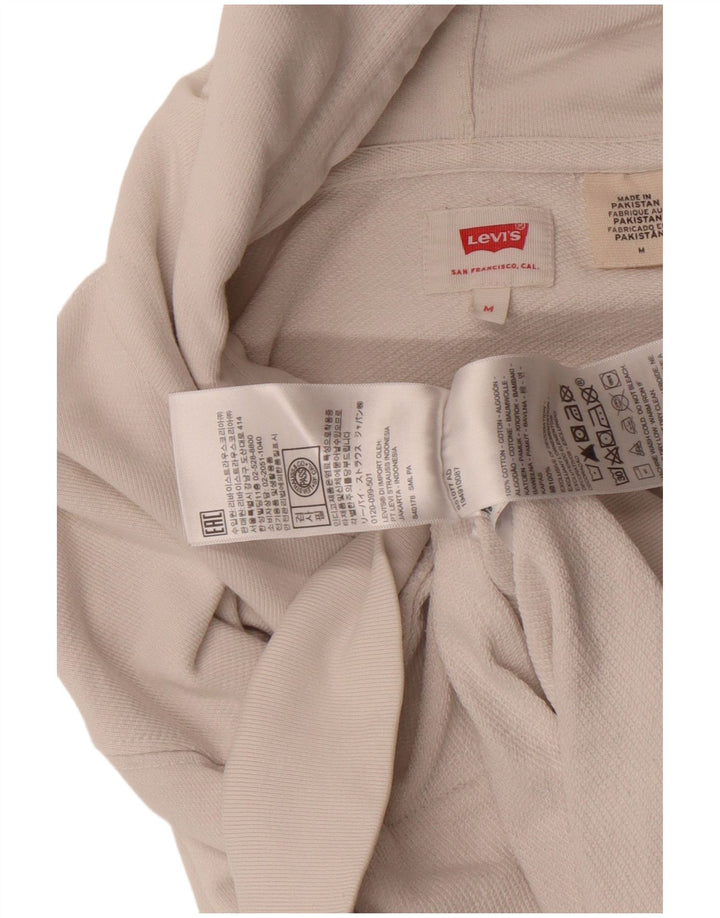 LEVI'S Mens Graphic Hoodie Jumper Medium Off White Cotton