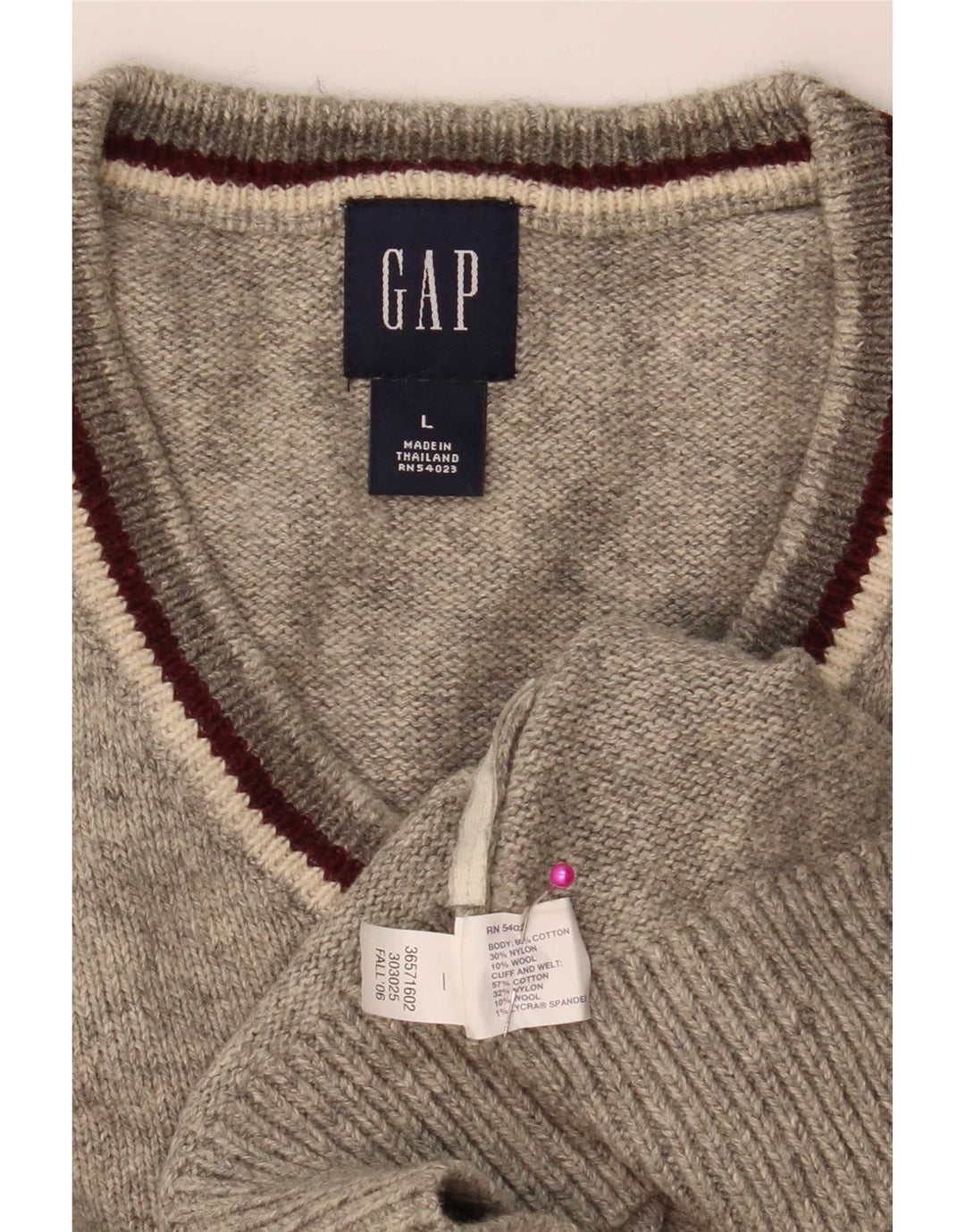 Gap Herre V-hals trøje Sweater Stor Grå Flecked Bomuld