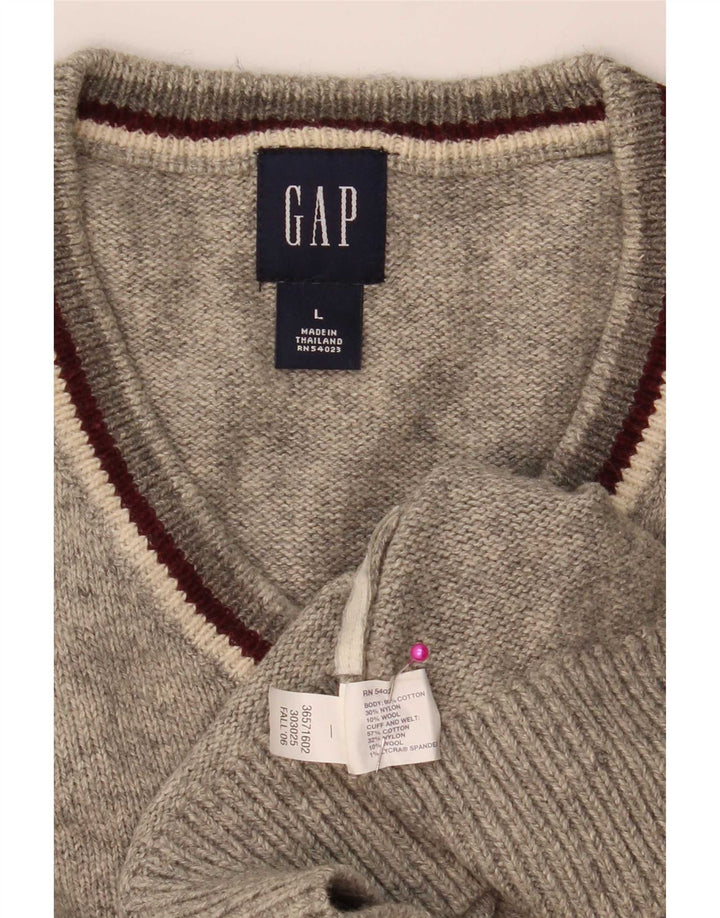 Gap Herre V-hals trøje Sweater Stor Grå Flecked Bomuld