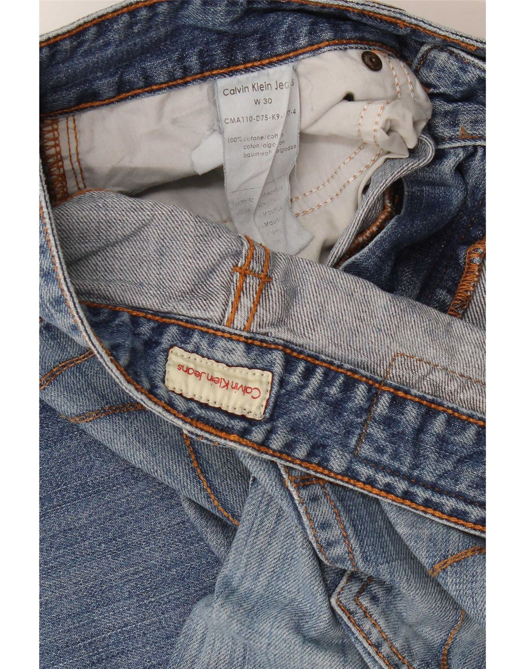 Calvin Klein Dame Distressed Cropped Jeans W30 L26 Blå Bomuld