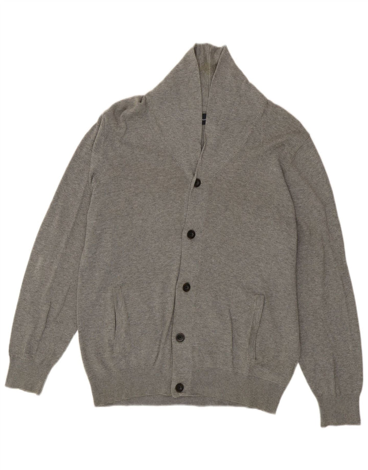 Marks & Spencer Herre Cardigan Sweater Stor Grå Bomuld