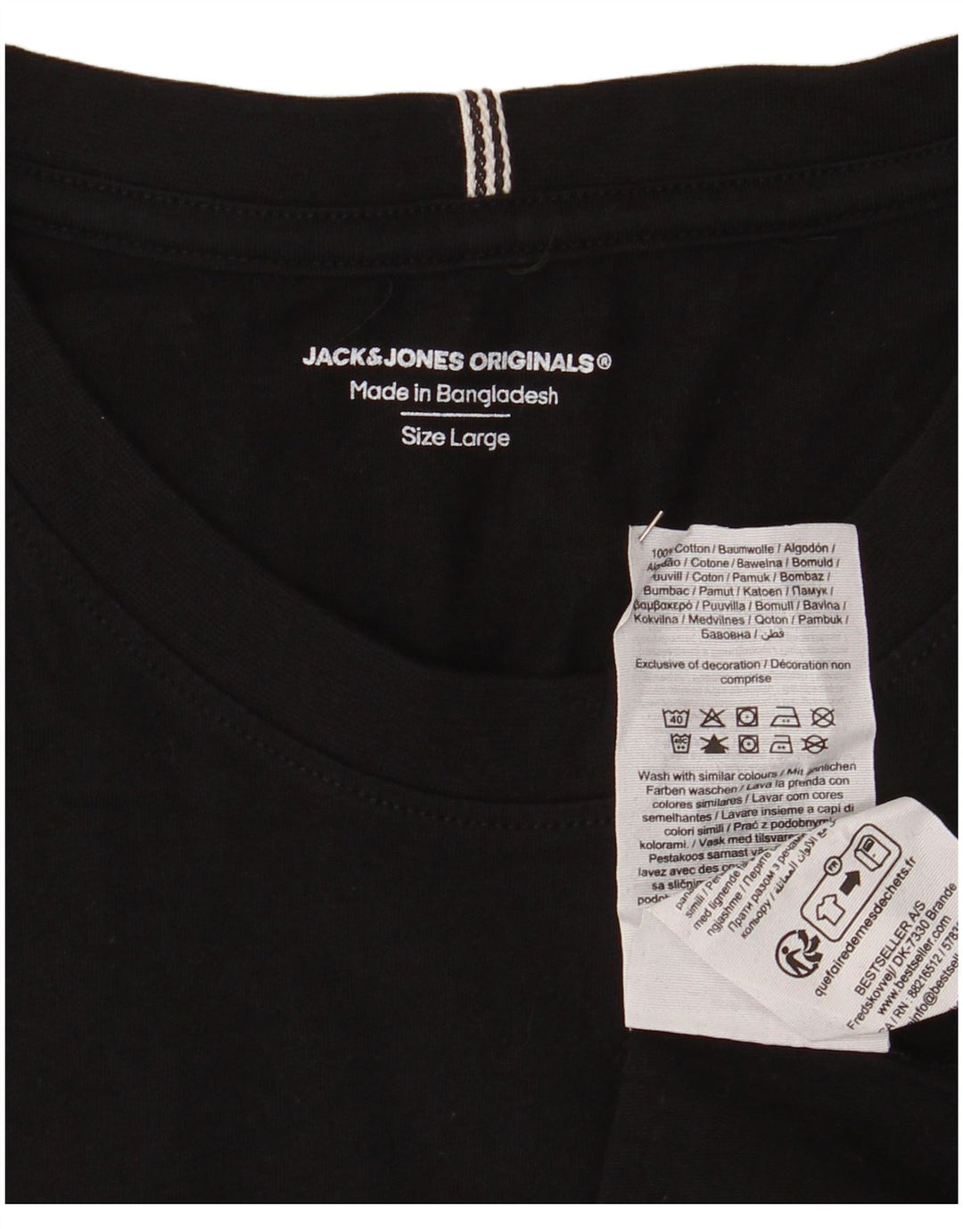 JACK & JONES Mens Graphic T-Shirt Top Large Black Cotton