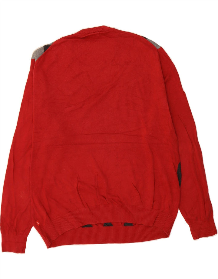 IZOD Mens Crew Neck Jumper Sweater XL Red Argyle/Diamond Cotton Vintage Izod and Second-Hand Izod from Messina Hembry 