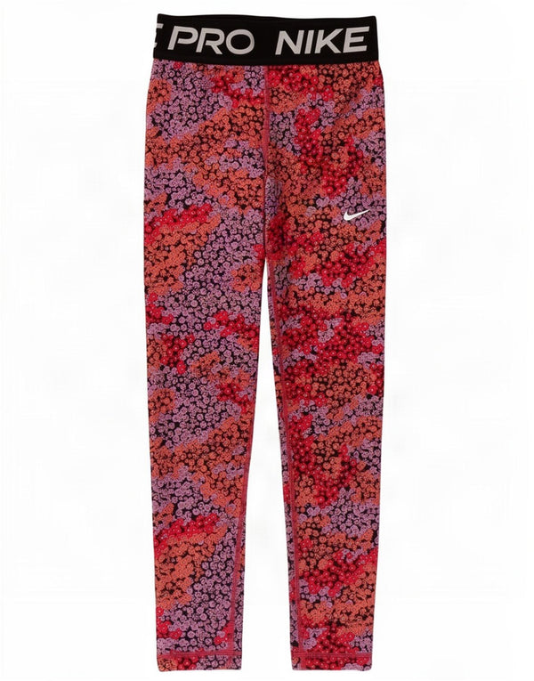 Nike Girls Dri Fit Graphic Leggings 8-9 Years Small Multicoloured Floral