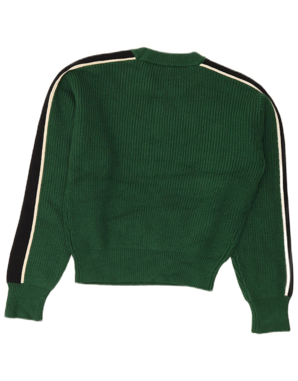 ZARA Dame Crop Crew Neck sweater UK 10 Small Green Colourblock