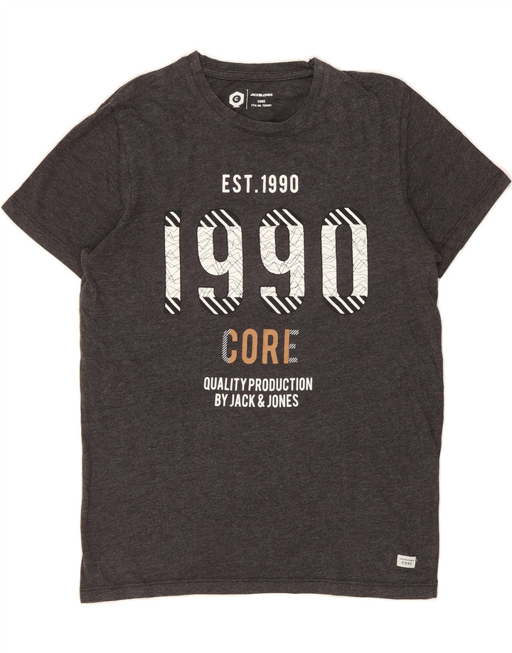 JACK & JONES Mens Graphic T-Shirt Top Small Grey Vintage Jack & Jones and Second-Hand Jack & Jones from Messina Hembry 