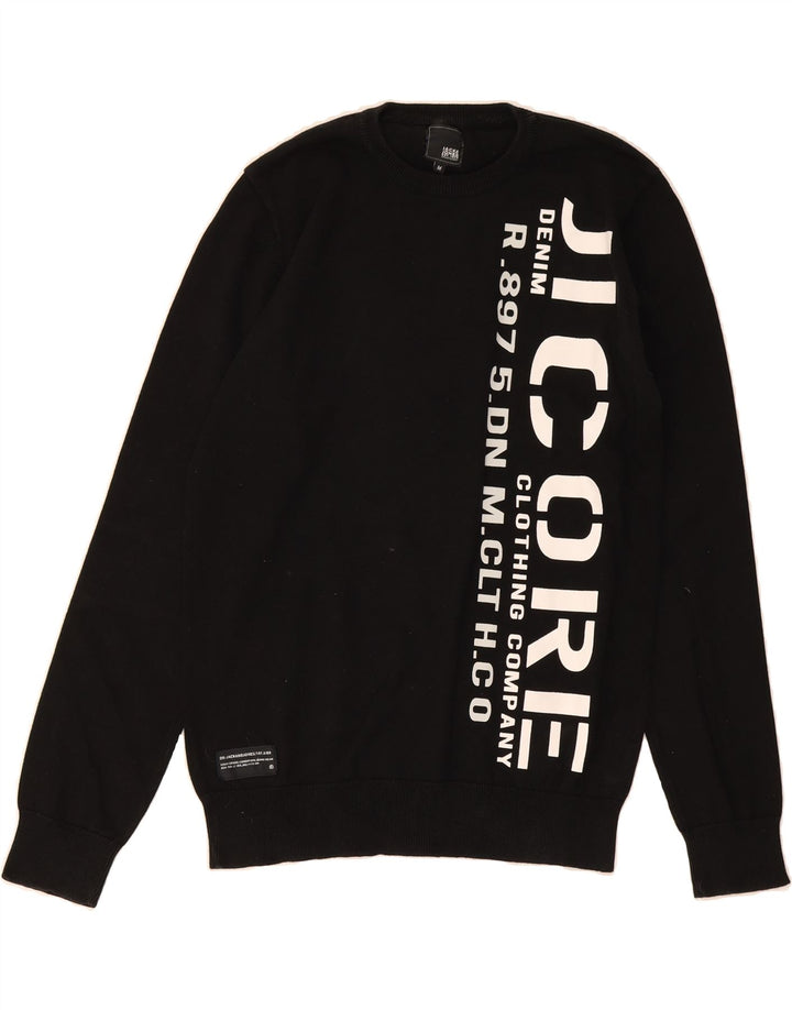 JACK & JONES Mens Graphic Sweatshirt Jumper Medium Black Cotton Vintage Jack & Jones and Second-Hand Jack & Jones from Messina Hembry 