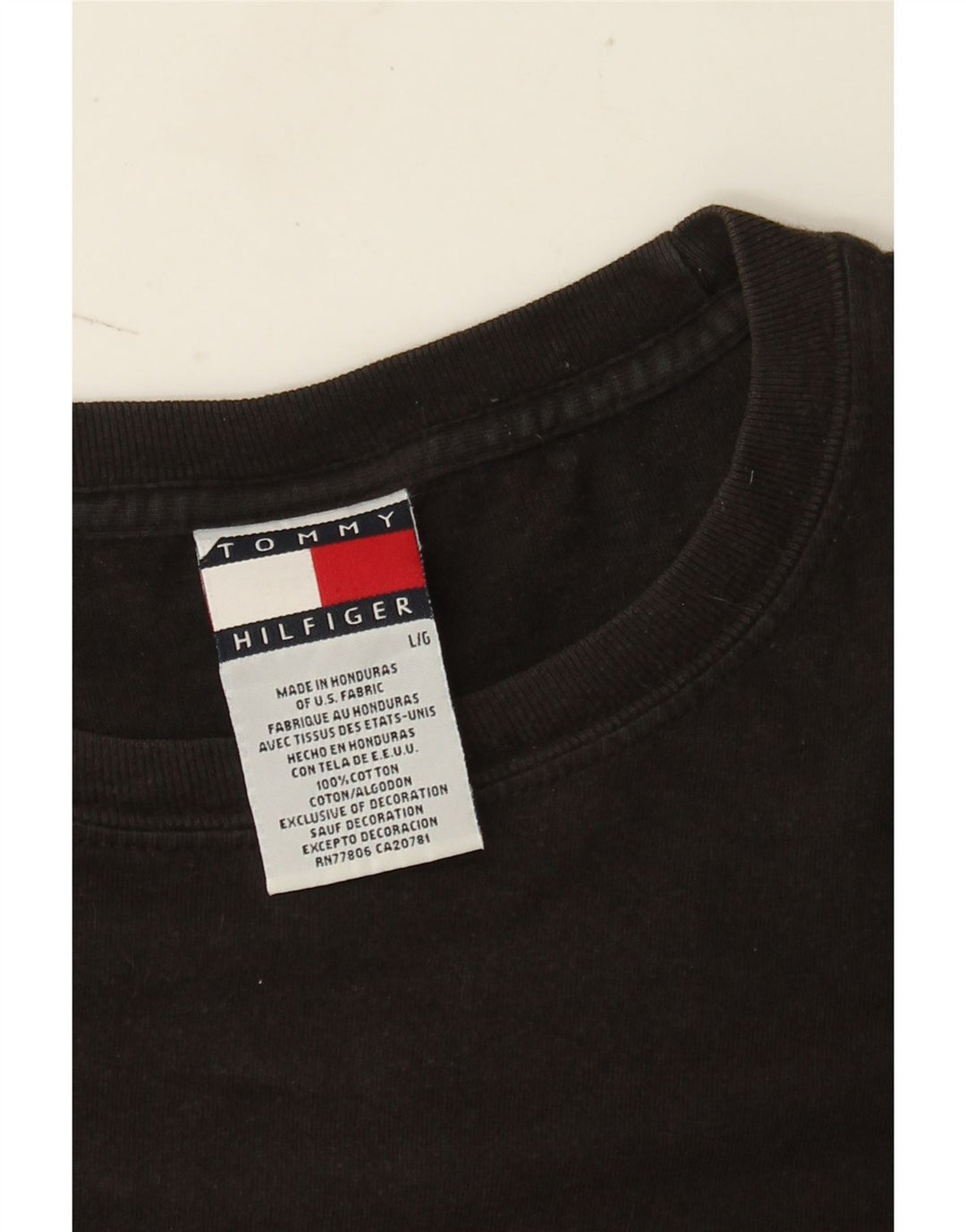 Tommy Hilfiger Herre T-Shirt Top Stor Sort Bomuld