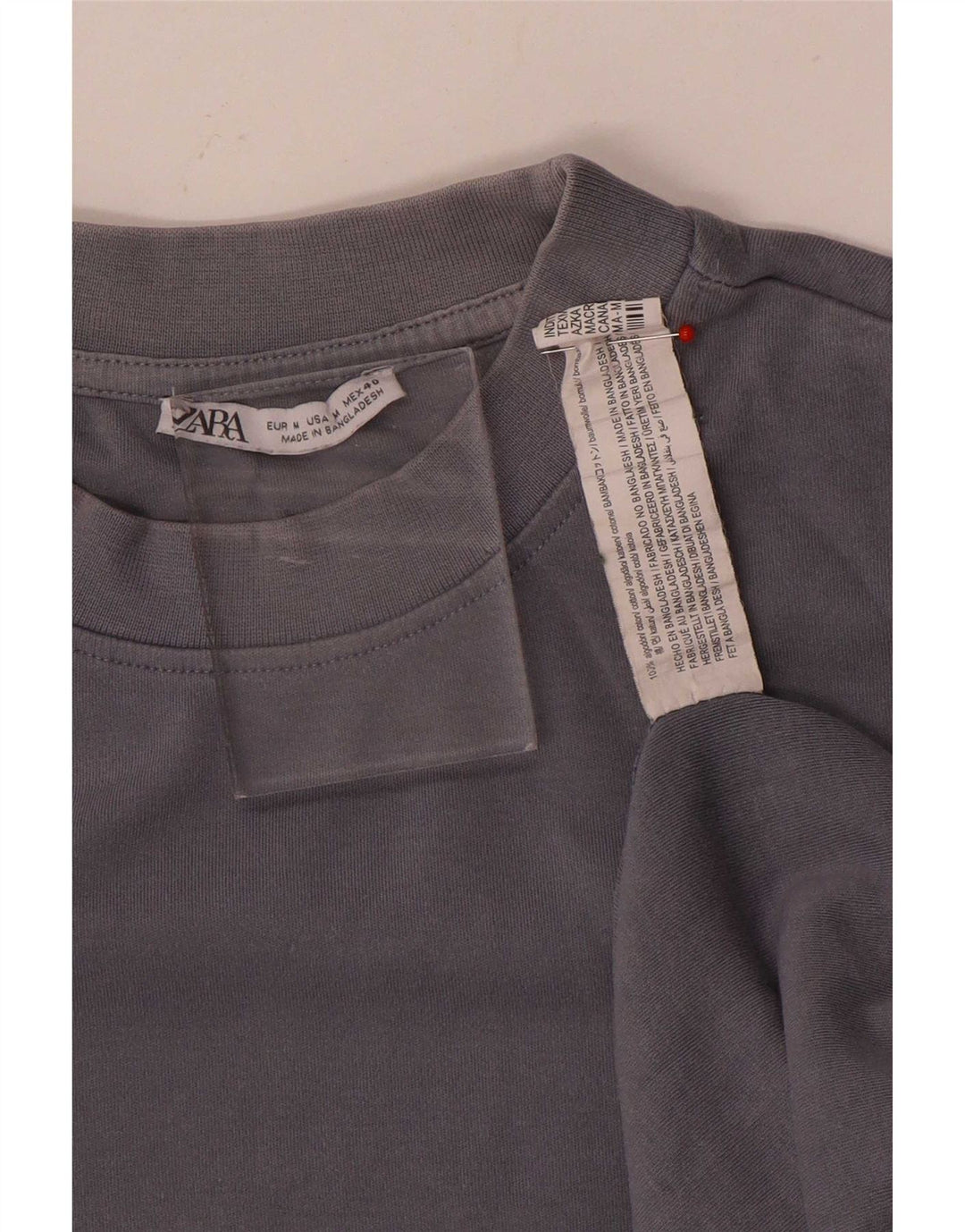 Zara Herre T-Shirt Top Medium Blå Bomuld