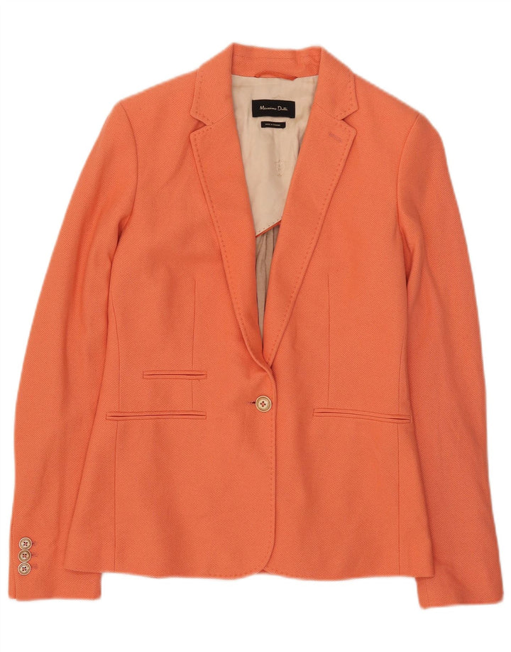 MASSIMO DUTTI Dame 1 Knap Blazer Jakke EU 38 Lille Orange Bomuld