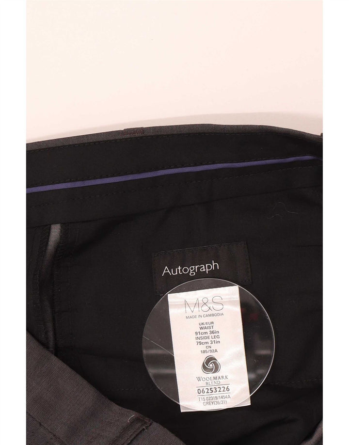Marks & Spencer Herre Autograph Straight Suit Bukser W36 L31 Grå Uld