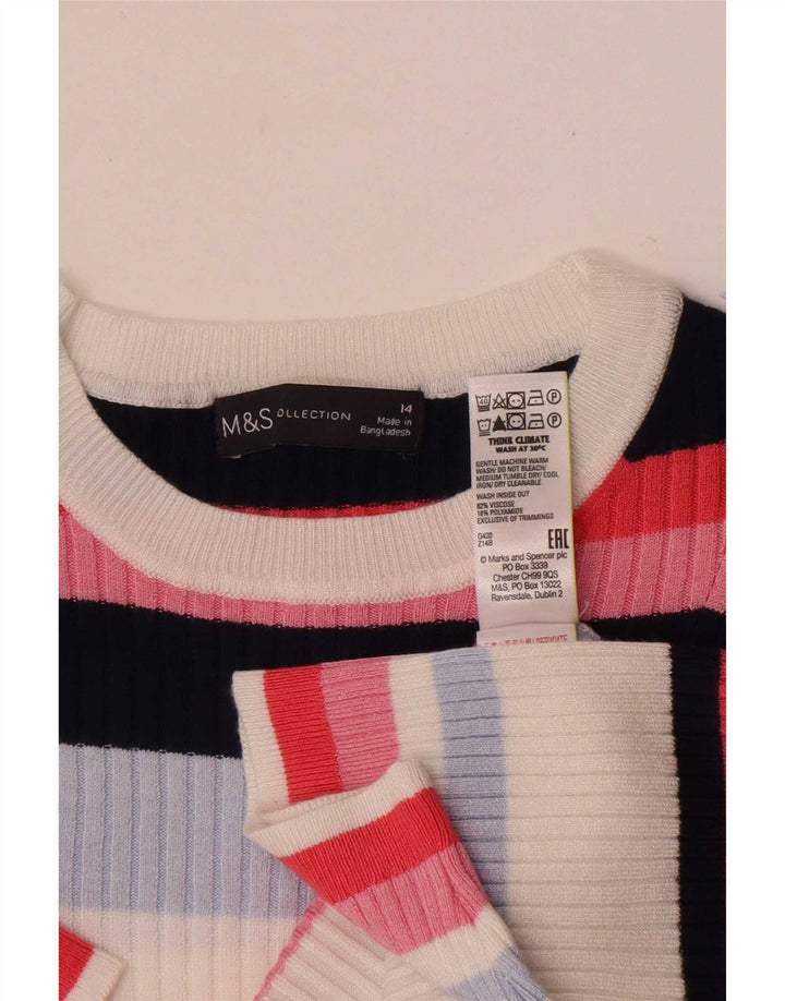 Marks & Spencer T-shirt top til kvinder UK 14 Medium Flerfarvet stribet