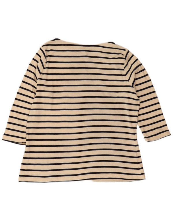 L.L.Bean Dame Top 3/4 ærmer UK 18 XL Off White Stribet bomuld Nautical