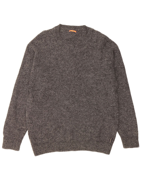 Playlife Herre sweater med rund hals XL Grå Flecked Virgin Wool