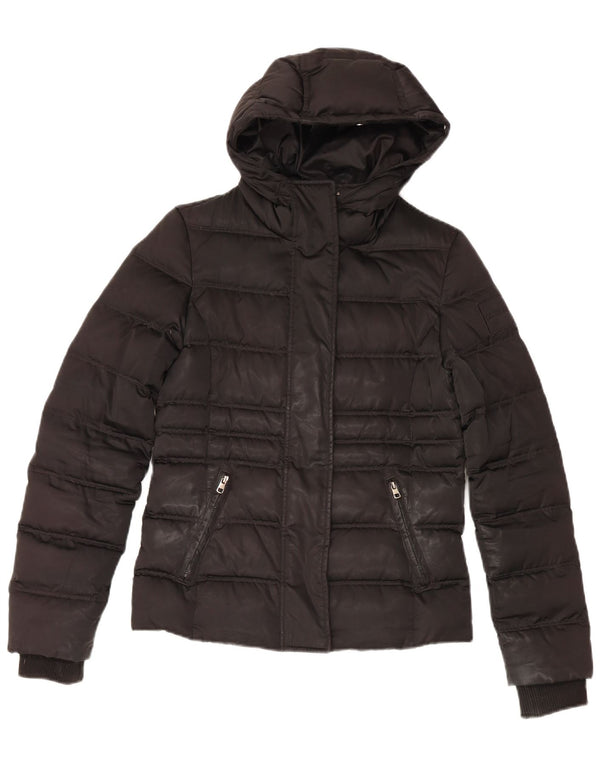 Calvin Klein Jeans Womens Hooded Padded Jacket UK 10 Small Black Polyester