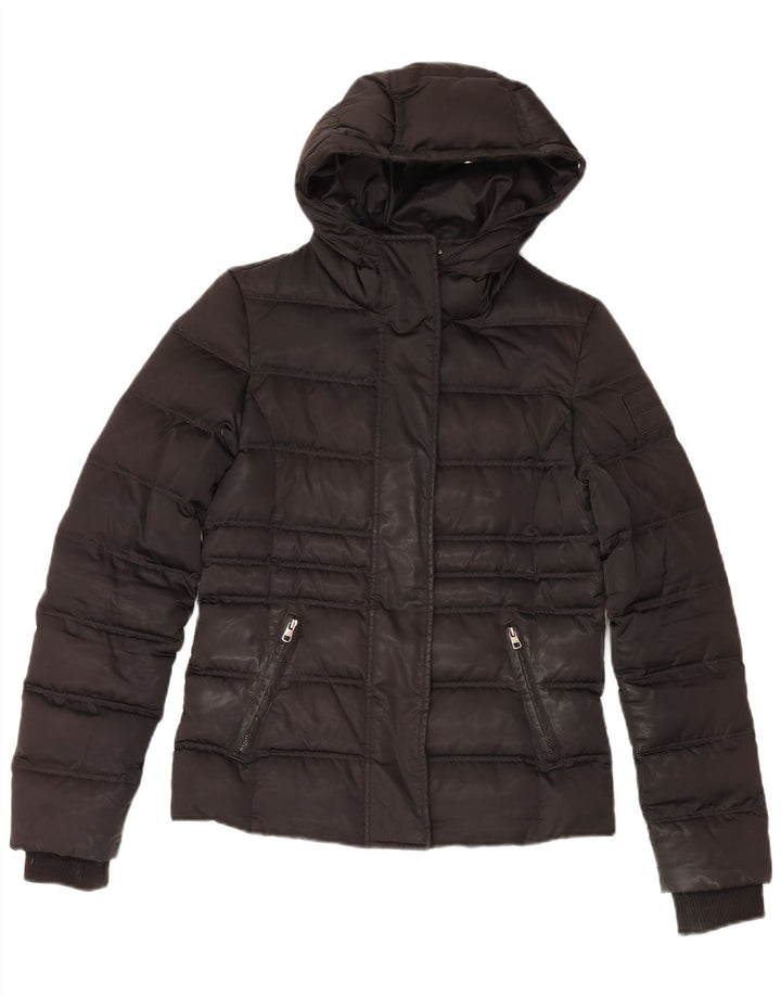 Calvin Klein Jeans Dame Hætte Polstret Jakke UK 10 Lille Sort Polyester