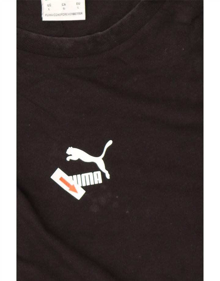 Puma Herre Grafisk T-Shirt Top Stor Sort Bomuld