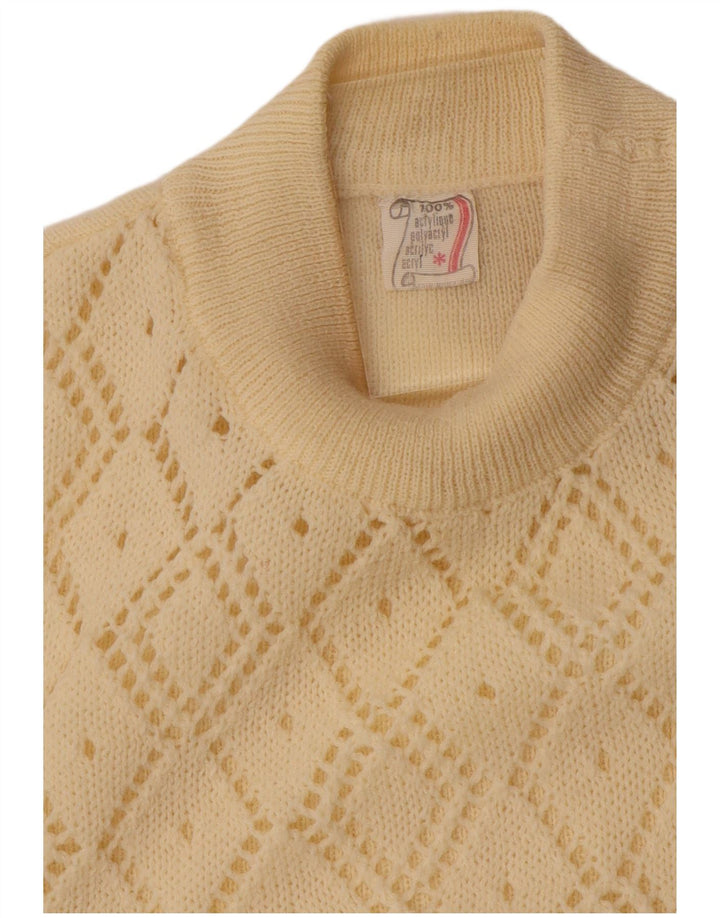 VINTAGE Dame Turtle Neck Sweater UK 10 Small Off White