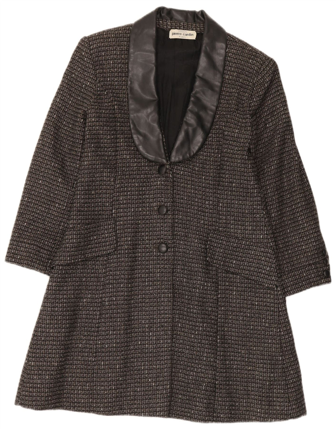 Pierre Cardin Dame Overfrakke UK 10 Small Black Flecked