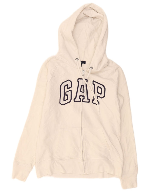Gap Dame Grafisk Hættetrøje Sweater UK 10 Small White Bomuld
